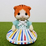 シルバニアファミリー　大人　ワンピース　ミントグリーン×カラフルストライプ　服　シルバニア