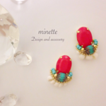 ビビッドピンク summer  ピアス