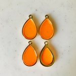 Neon Orange Drop Gold Framed Pendant Tops