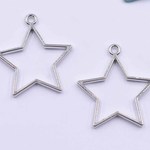 送料無料20個 レジン枠 チャーム 星 ロジウム  32×36mm  mj194