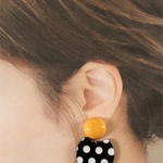 【送料無料】イエロー×黒ドット イヤリング/ピアス