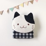 【shakechaduke様専用フォーム】ふんわり☆ねこさん　移動ポケット　チェック×しろくろさん