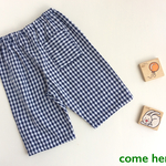 70〜110 gingham☆ ギンガムチェック コットンWガーゼ ハーフパンツ(ネイビー)