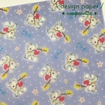 トレペcuddly bearブルー/5枚入り/No.103/デザインペーパー/レトロアニマル/トレーシングペーパー/包装紙