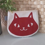 猫柄 フラットミニポーチ 