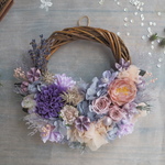 特別価格＊ Bonheur＜Lilas＞＊ハーフムーンリース＊プリザーブドフラワー＊リース＊お花＊ギフト＊結婚祝い＊記念日＊新築祝い