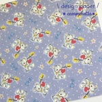 cuddly bearブルー/5枚入り上質紙/No.34/デザインペーパー/レトロアニマル/包装紙
