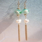 Jellyfish and Water Pearl ピアス/イヤリング　浅瀬ブルー