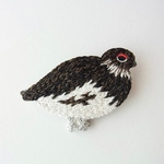 冬毛の残る雷鳥11 刺繍ブローチ