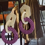 RUKIRIRIA #332 クリアホワイトチェーン×パープルラタンピアス  大ぶりピアス 大ぶりイヤリング 