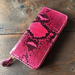 ラウンドファスナー  ウォレットパイソンピンク