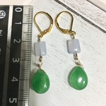 天然石  ブルーレースアゲートとグリーンジェードのフレンチフックピアス