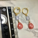 天然石  ブルーレースアゲートとオレンジジェードのフープイヤリング
