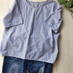 ブルーの細ストライプ✿Ｔシャツみたいなプルオーバー【セール・一点限り】