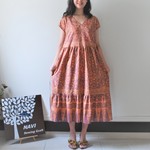 【humming-888様専用】【★夏の感謝セール　送料無料♪】バティックティアードワンピース（ピンク）