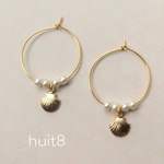 【SALE】シェルモチーフピアス【フープピアス】