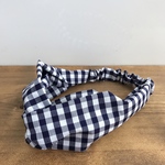 再入荷！ギンガムチェック (ネイビー)  クロスヘアバンド