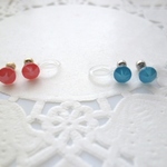 新色♥受注制作♥一粒スワロのピアス風イヤリング（５ｍｍ）④