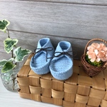 おしゃれベビーシューズ  ＊パステルブルー＊かぎ編み ＊紐靴