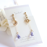 【再販】　月と星が揺れるアシメントリーピアス/イヤリング