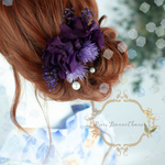 ＊*秋扇紫陽花の月夜ヘッドドレス*＊髪飾り モダン 浴衣 プリザーブドフラワー 和 振袖 袴 　卒業式　成人式　#rbh-04 