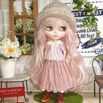 No.1639　ピンクパープル系花柄トップスとくすみピンクのスカート