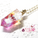 花蝶のクリスタル（赤紫～黄色）　ネックレス*