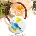 とっても可愛い💓インコの幸せくるみボタンのヘアゴム❤️✨①blue 送料無料 ワンコイン 鳥 大人可愛い プチプラ プチギフト ラッピング 限定