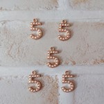 【新商品】ナンバー「5」パールのチャーム  5個