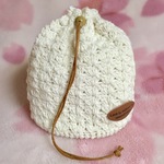 大人ハート巾着 オフホワイト