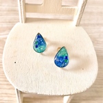 しずくのイヤリング ミニ ブルー×グリーン C