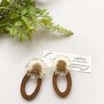 クリアフラワー×ウッド ナチュラル ピアス イヤリング