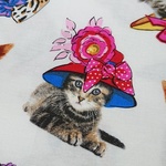 はぎれ｜84cm×34cm｜USA生地｜おしゃれハットキャット｜POP｜かわいい｜プリント｜猫