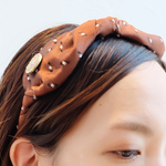 2019AW【 Odette-08 】イタリア製生地カチューシャ（BR）ヴィンテージバッジ付き