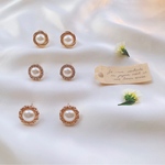 アンティークボタン風パールピアス♡