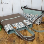 【yu様専用】№1134.1135　倉敷帆布ワンハンドルバッグS&A4縦型トート＊スモーキーセラドン×スモーキーブラウン×リバティエデナム