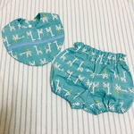 【夏物セール！】リバーシブルスタイ&ブルマセット◎浴衣地きりん