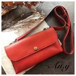 SUMMER SALE☆レザーヌメ革ウォレット型ショルダーバッグ＊レッド