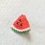 ビーズ刺繍スイカブローチ ビーズブローチ 西瓜 すいか