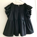 黒刺繍ヨーク✨ティアードフリル袖