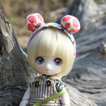 オビツ11 ☆ラムネみみ イチゴ味 カチューシャ 4inch ミニチュア 1/12 ドール ヘアー アクセサリー ヘアバンド