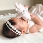 フラワーレース の 二連 ヘアバンド ❁ 結婚式 ニューボーンフォト 新生児 お食い初め 100日祝い ハーフバースデー 誕生日