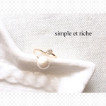 cotton pearl×mini crystal ring★gold