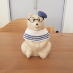 【メガネ付き】しろくま貯金箱用着せ替え ボーダーセット(青×白)