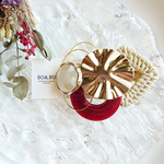 【1点限定】C134／ヘアクリップーrattan×goldーRED