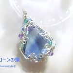 縞々フローライト・ファセットカットペンダント（ワイヤージュエリー☆ワイヤーアクセサリー☆ワイヤーラッピング天然石ネックレス）