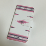 手帳型スマホケース キリムWhitePink