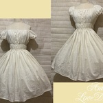 1点物*2way シャーリング ワンピース オフショルダー★サマードレス/刺繍/生成(即納品)