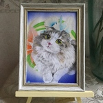 絹に描く猫似顔絵イメージアート りんたろうくん