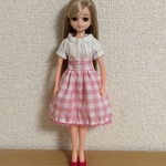ピンクギンガムチェックのワンピース